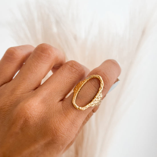 Minimalist Oval Open Ring 18K