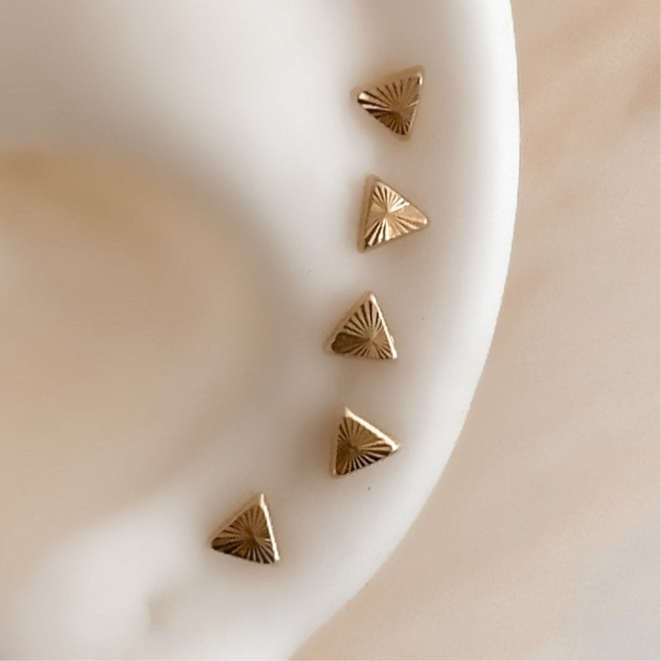 Mini Triangle Stud Earrings 10K Gold