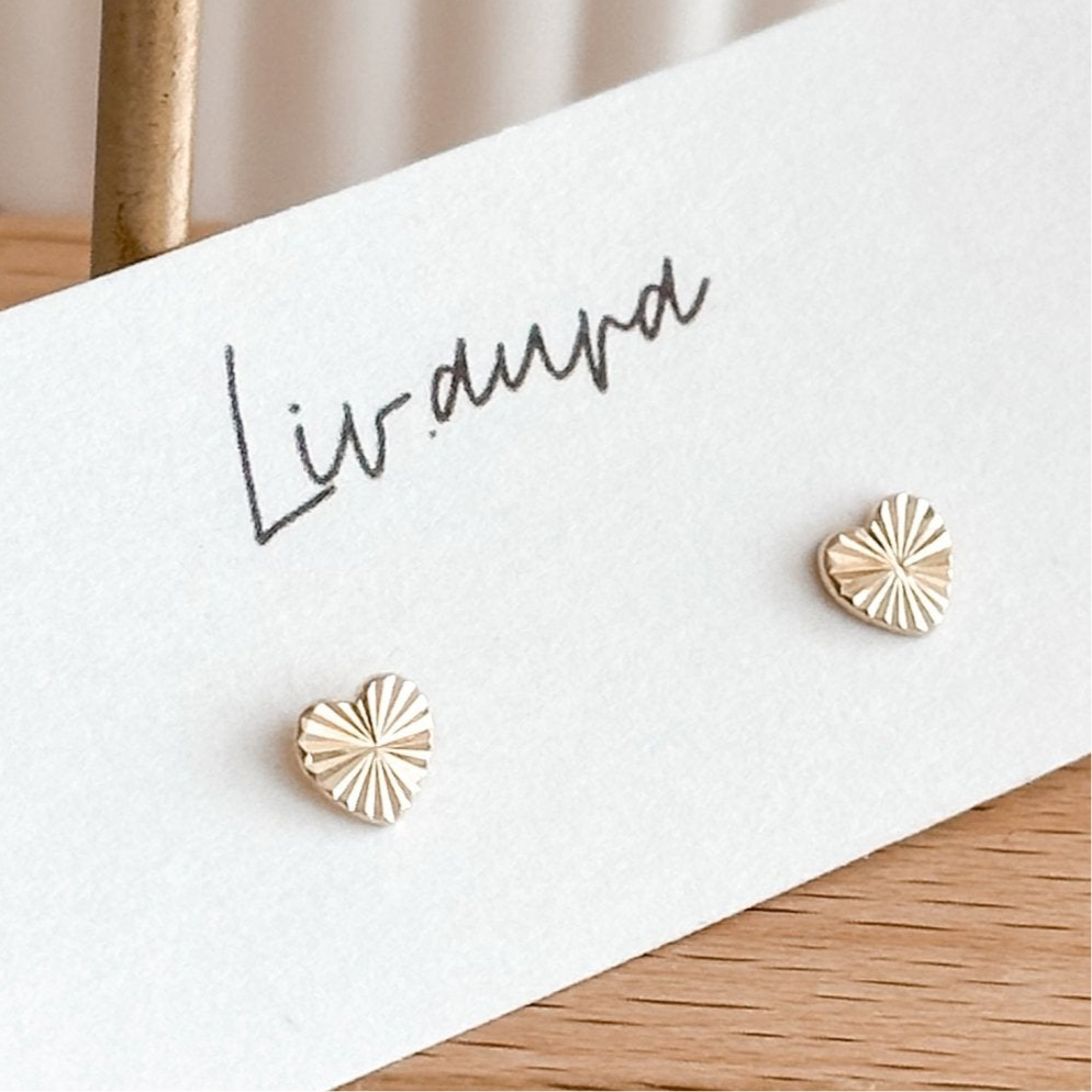 Textured Heart Stud Earrings | 10K Gold