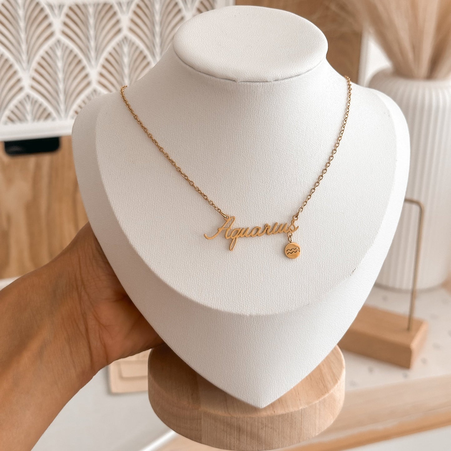 Aquarius  Zodiac Necklace | 18K Gold