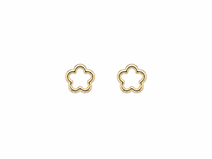 10K Solid Gold Flower Stud Earrings