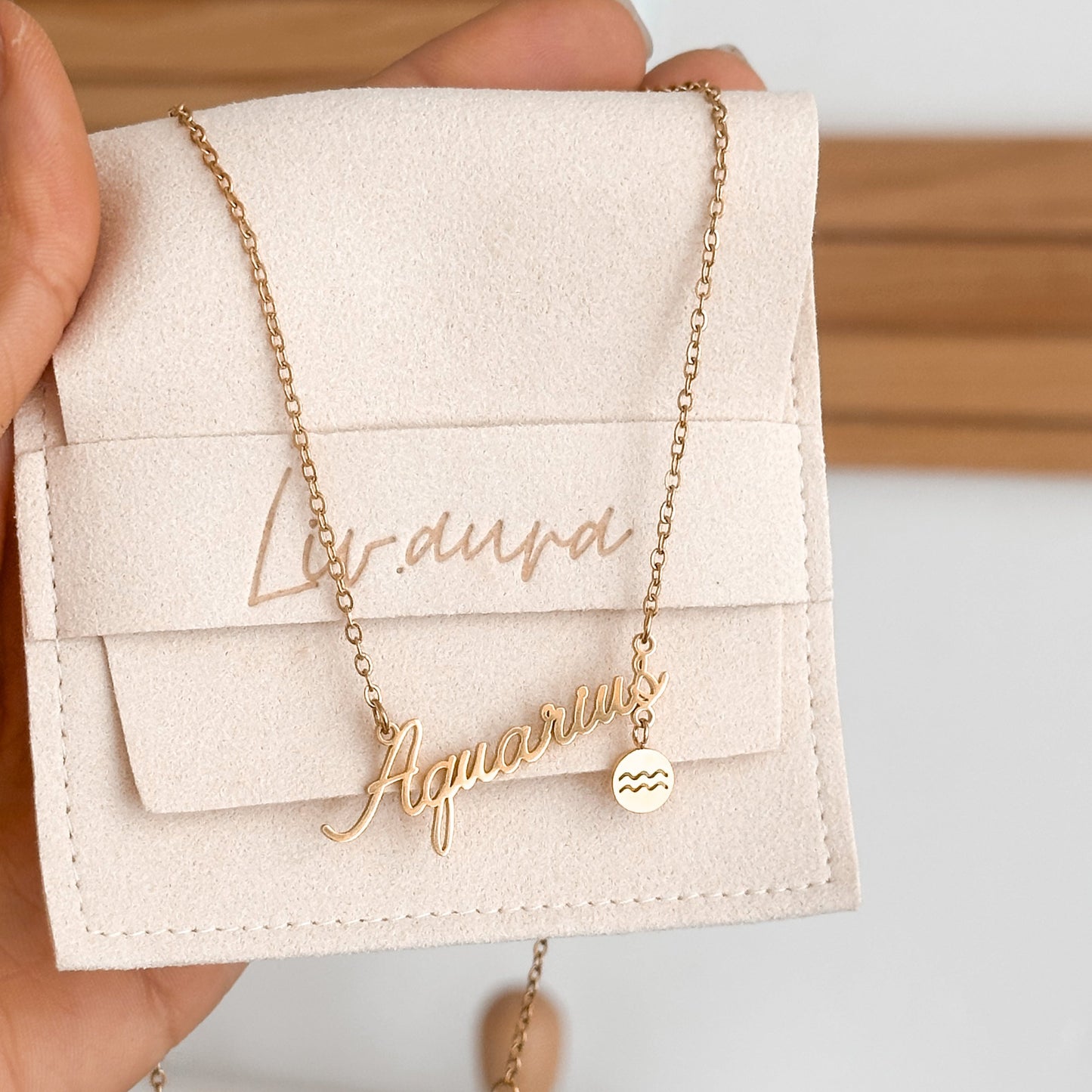 Aquarius  Zodiac Necklace | 18K Gold