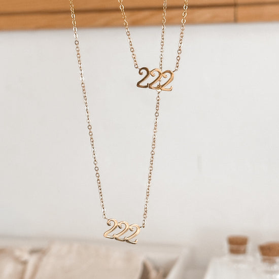 222 Angel Number Necklace | 18K Gold