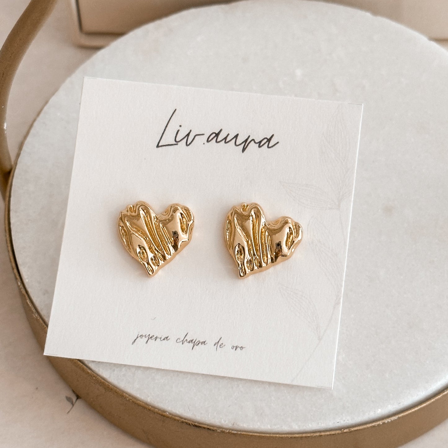 Gold Filled Texture Heart Earrings