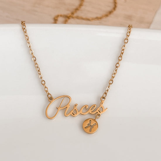 Pisces Zodiac Necklace | 18K Gold