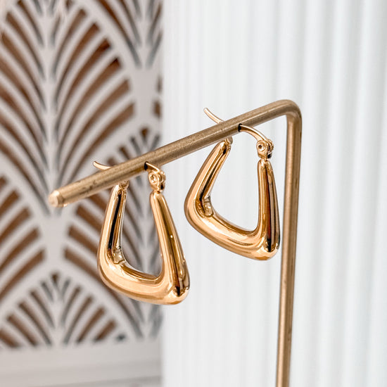 Triangle Hoop Earrings | 18K Gold