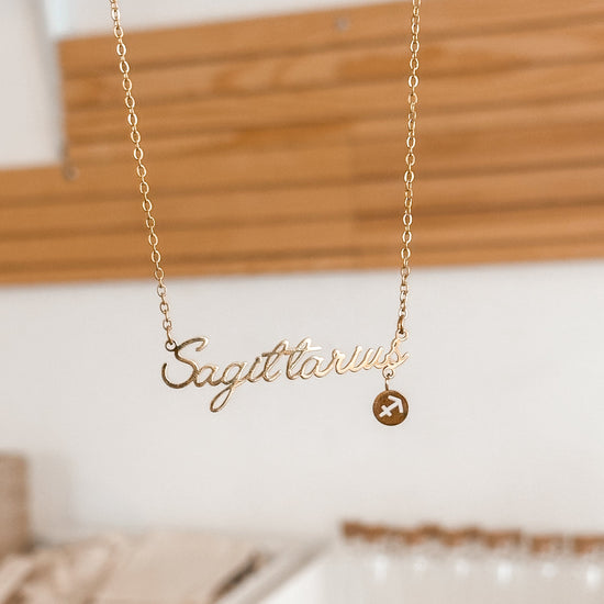 Sagittarius Zodiac Necklace | 18K Gold