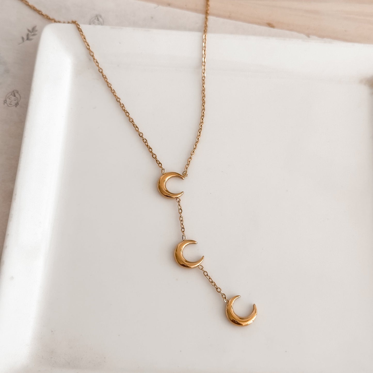 Layered Crescent Moon Necklace  | 18K Gold