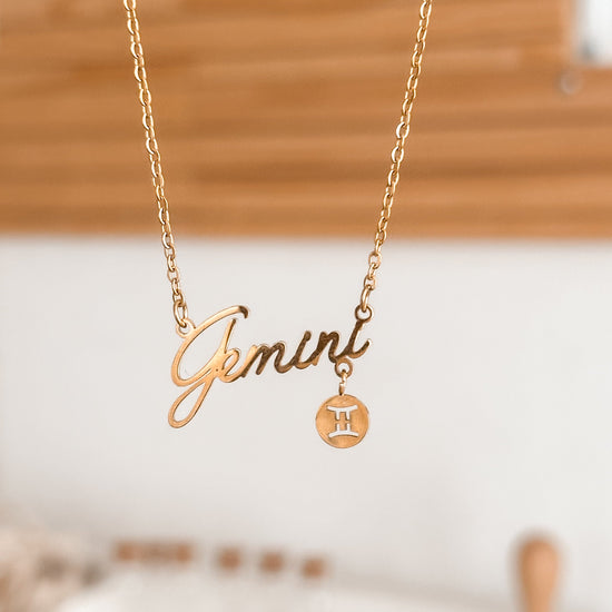 Gemini Zodiac Necklace | 18K Gold