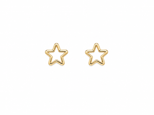 10K & 14K Solid Gold Open Star Stud Earrings