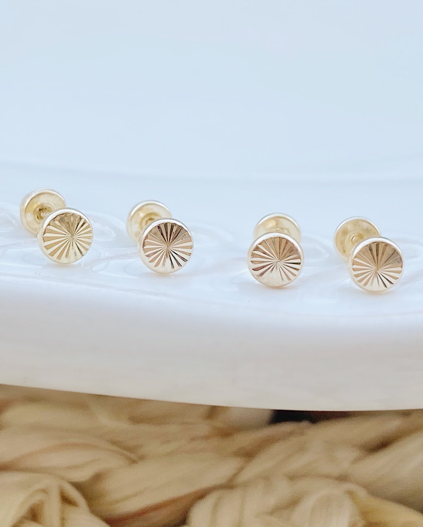 Mini Circle Stud Earrings 10K Gold