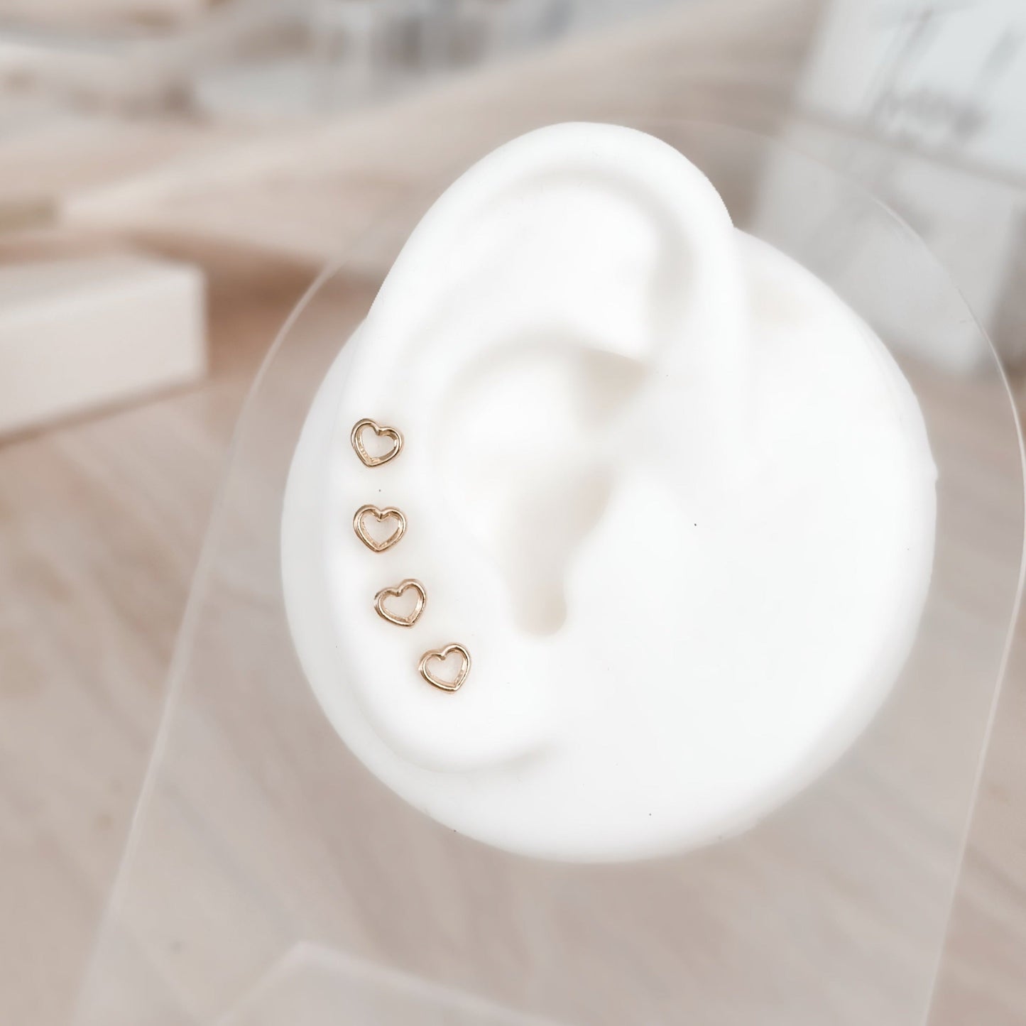 Single Open Heart Stud Earring 10K Gold