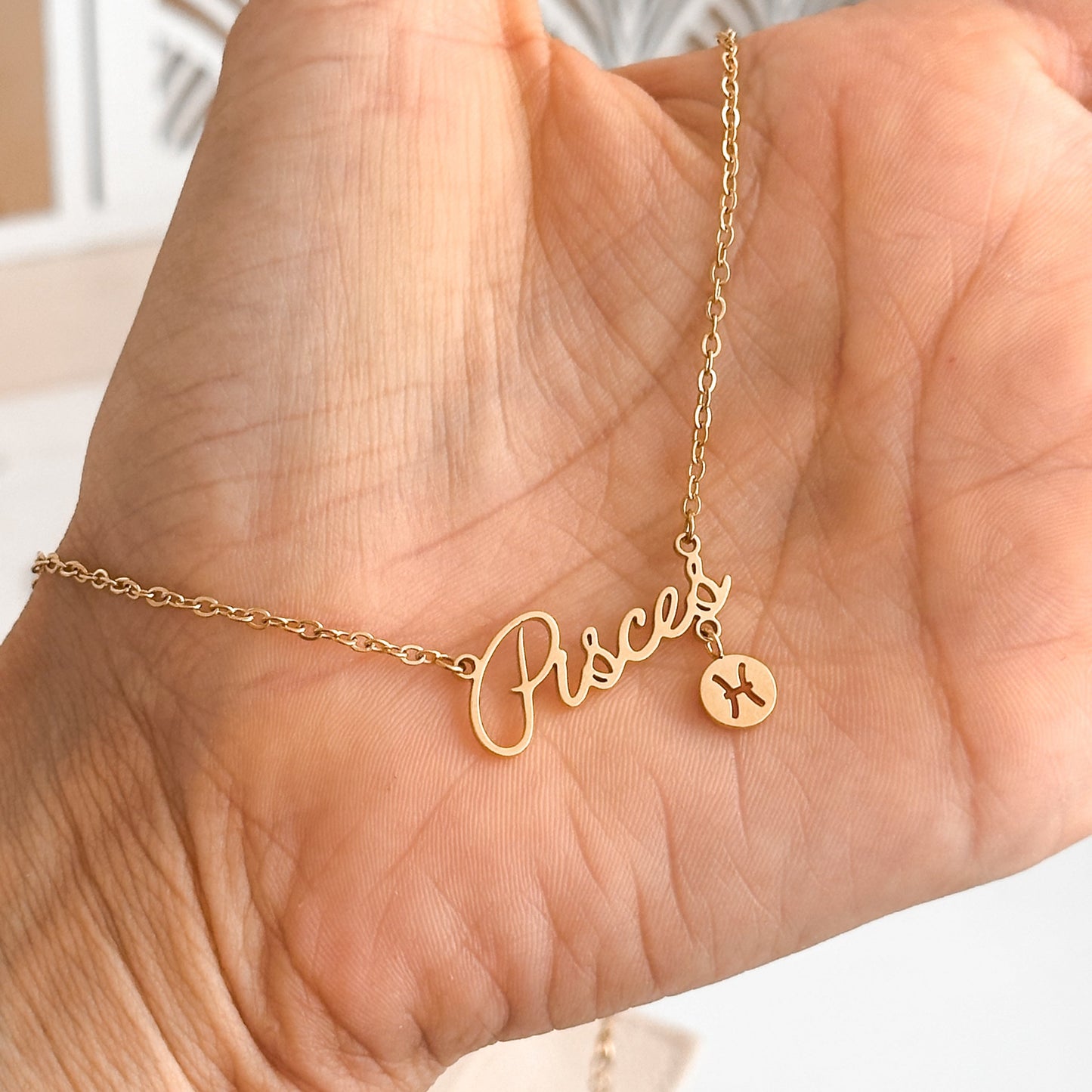 Pisces Zodiac Necklace | 18K Gold