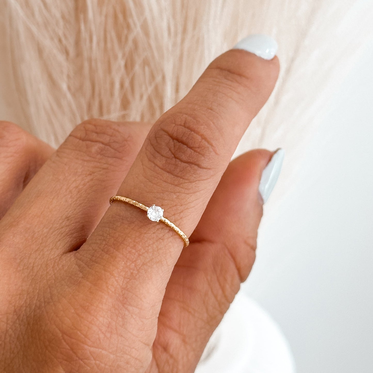 Dainty Minimalist  Solitaire Ring