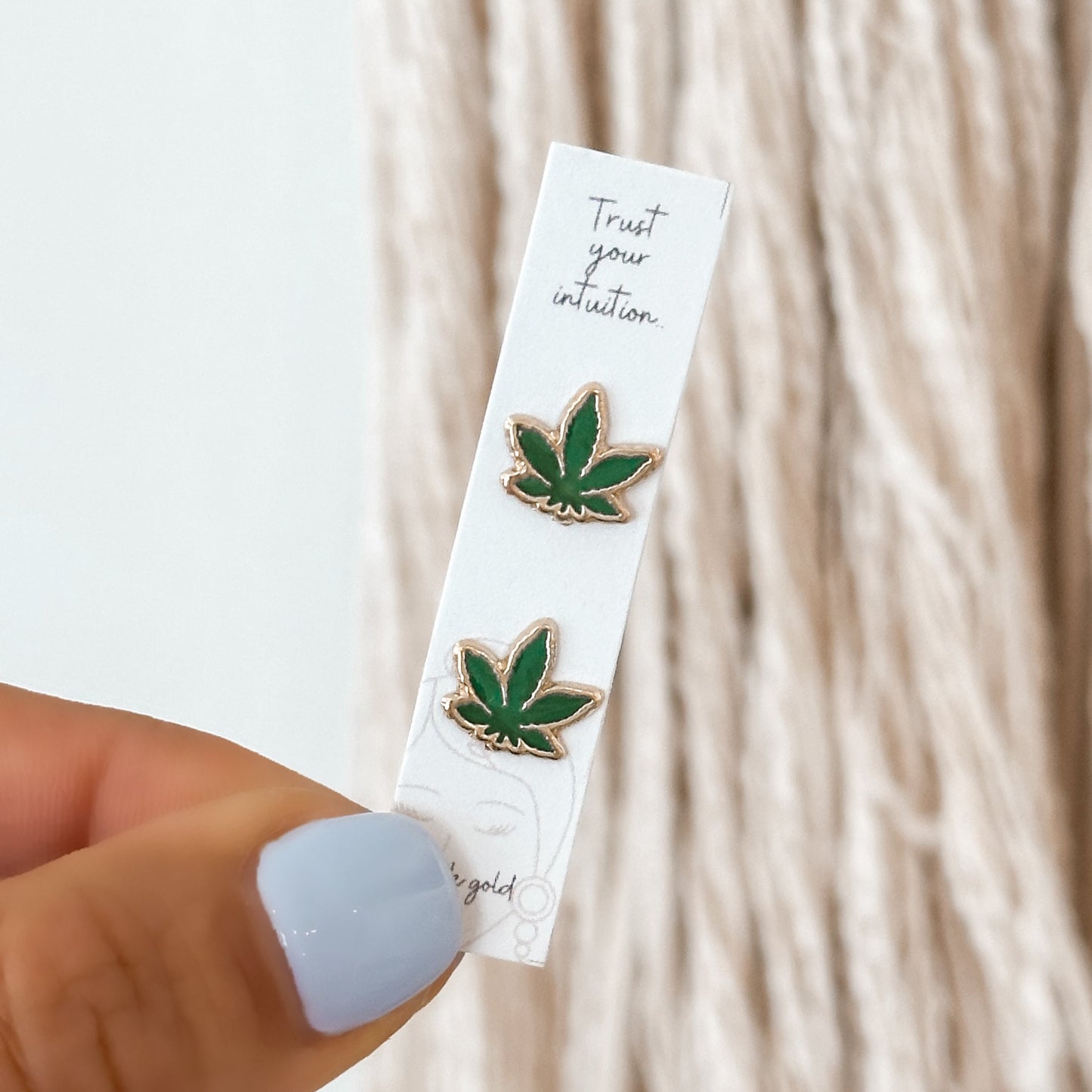 Cannabis Leaf Studs Earrings 10K Gold