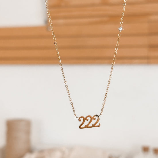 222 Angel Number Necklace | 18K Gold