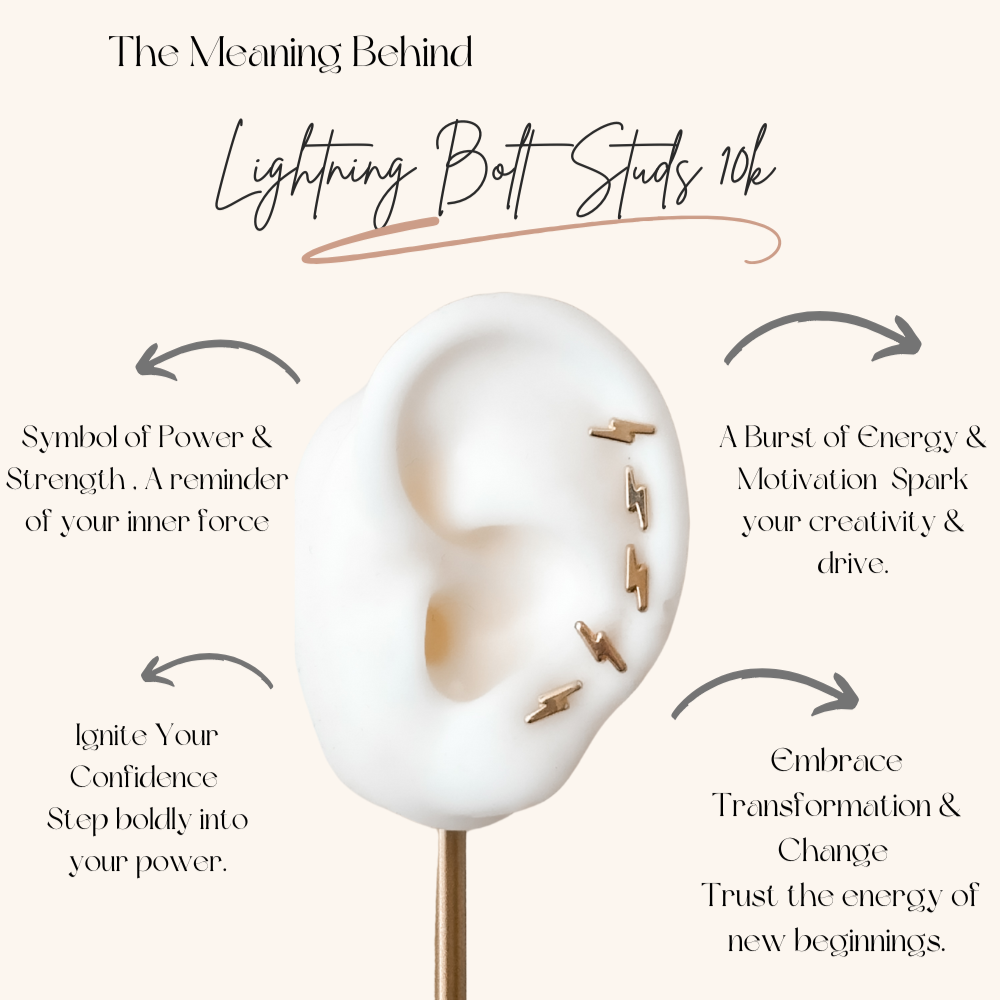 10K Gold Lightning Bolt Stud Earrings – Screw Back & Hypoallergenic