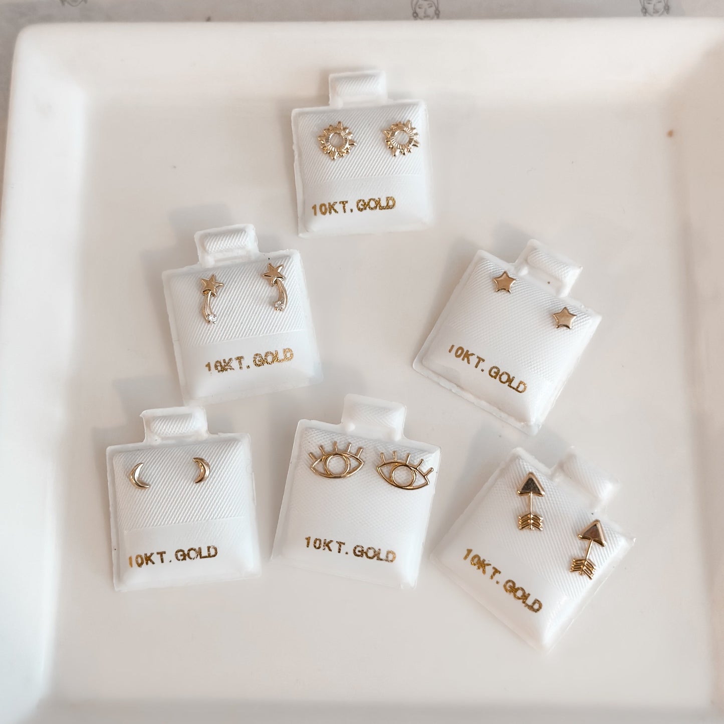 Celestial Stud Earrings Set 10K Gold