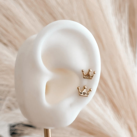 Princess Crown Stud Earrings 10K Gold