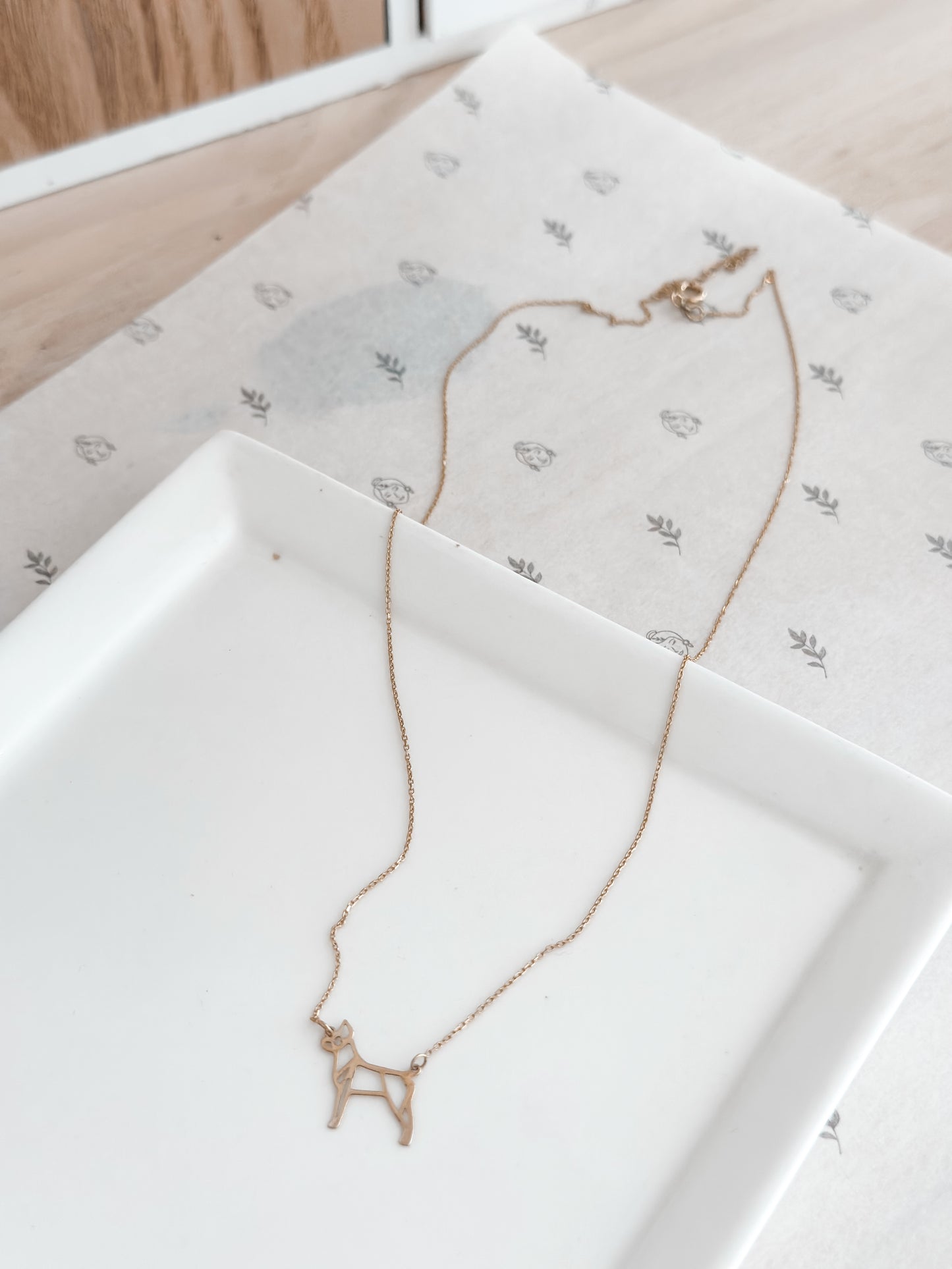 Minimalist Dog Necklace 10K Solid Gold