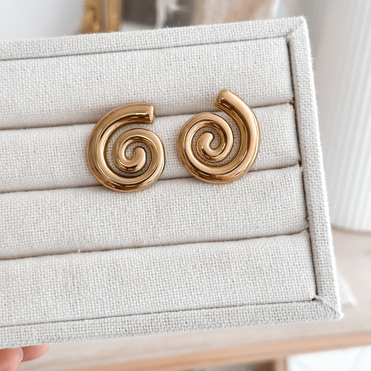 18K Gold Spiral Stud Earrings