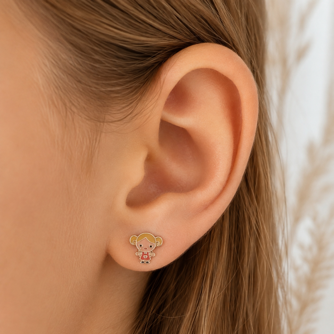 10K Gold Girl  Stud Earrings