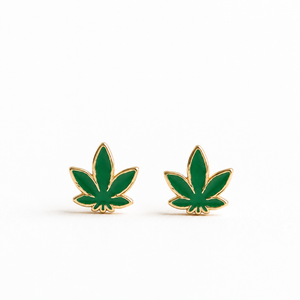10k Gold Green Leaf Stud