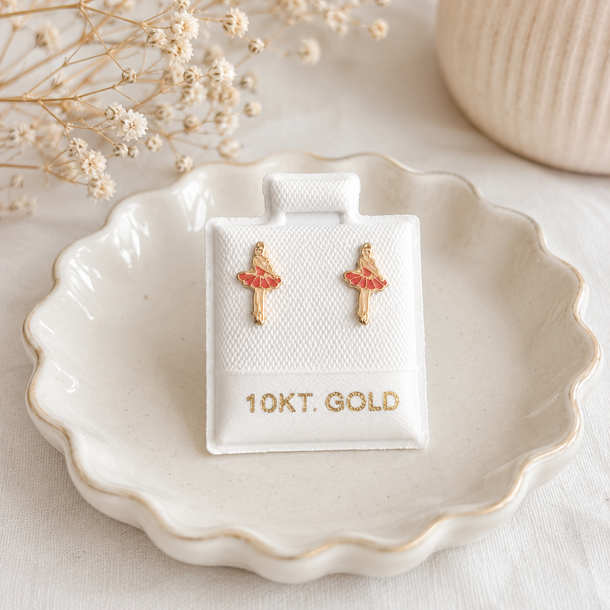 10K Gold Ballerina Stud Earrings