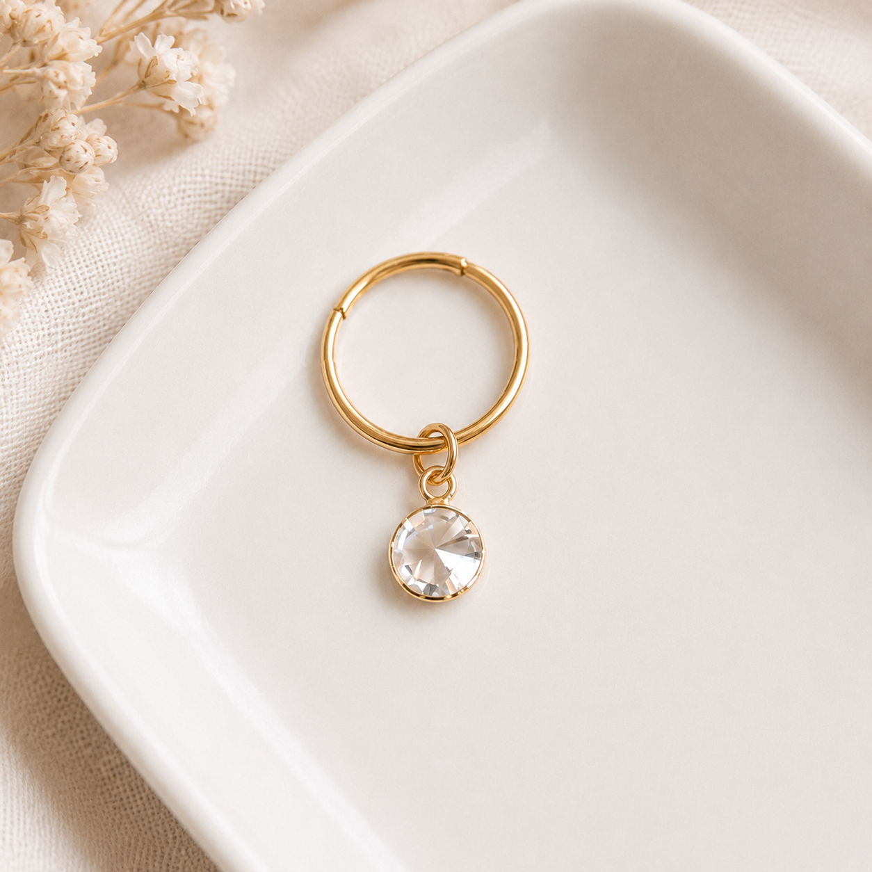 10K Gold CZ Circle Charm