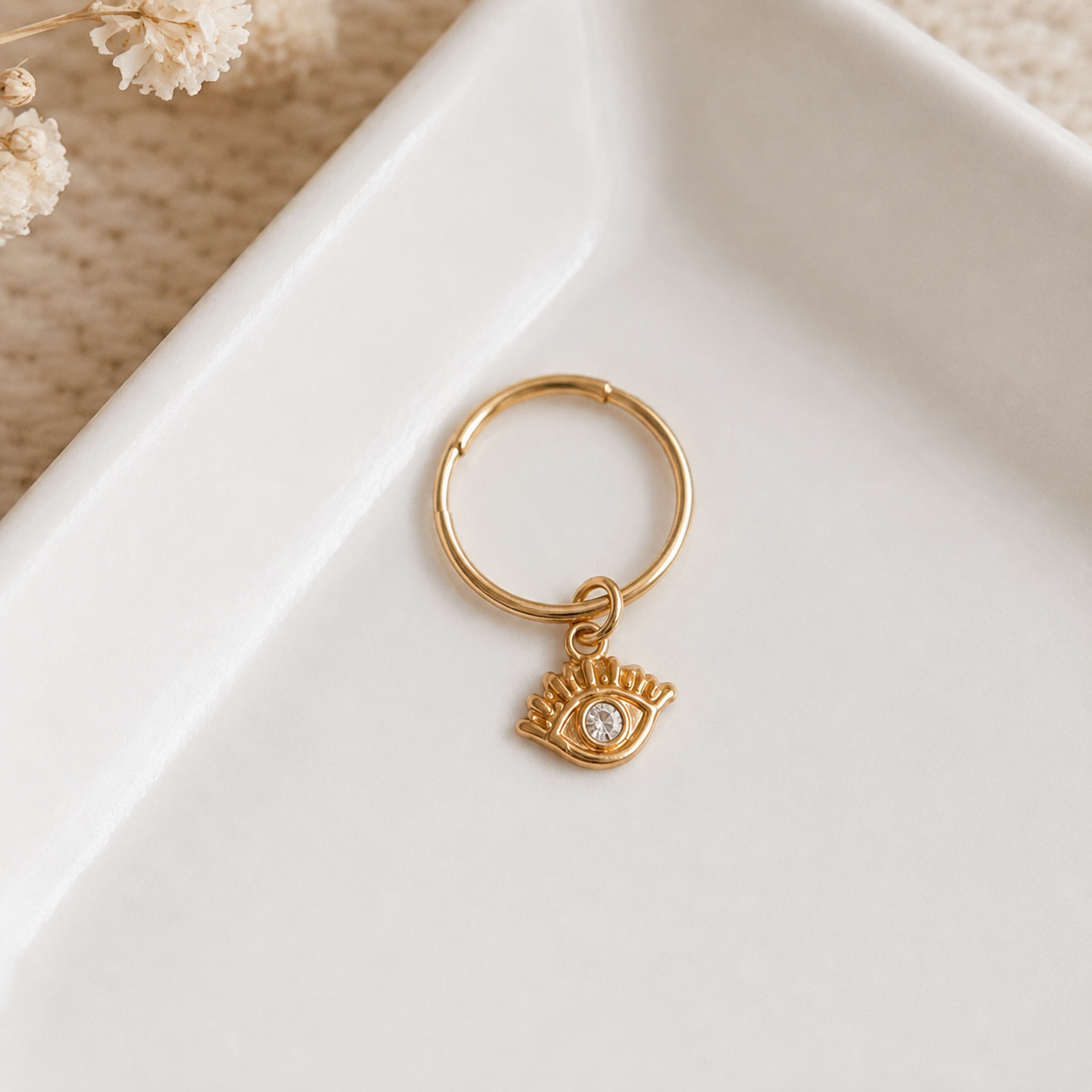 10K Gold Evil Eye Charm