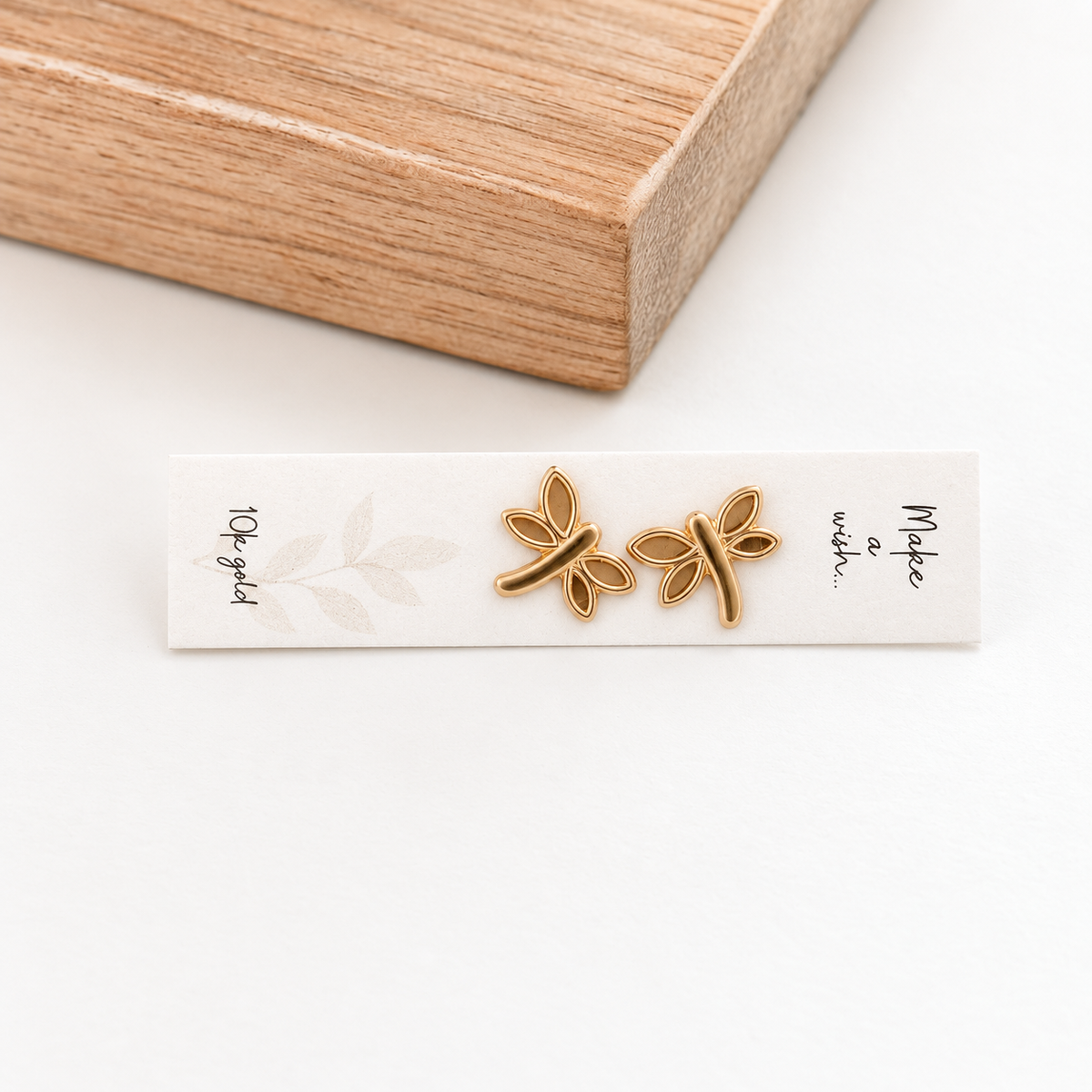 10K Solid Gold Dragonfly Stud Earrings