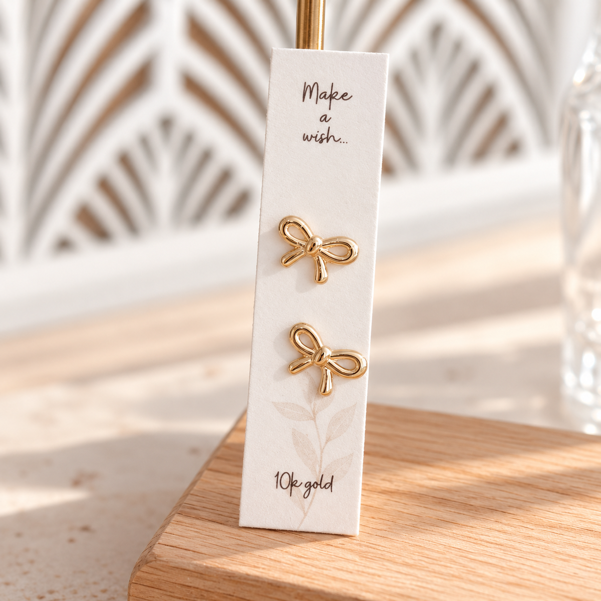 10K Solid Gold Bow Stud Earrings