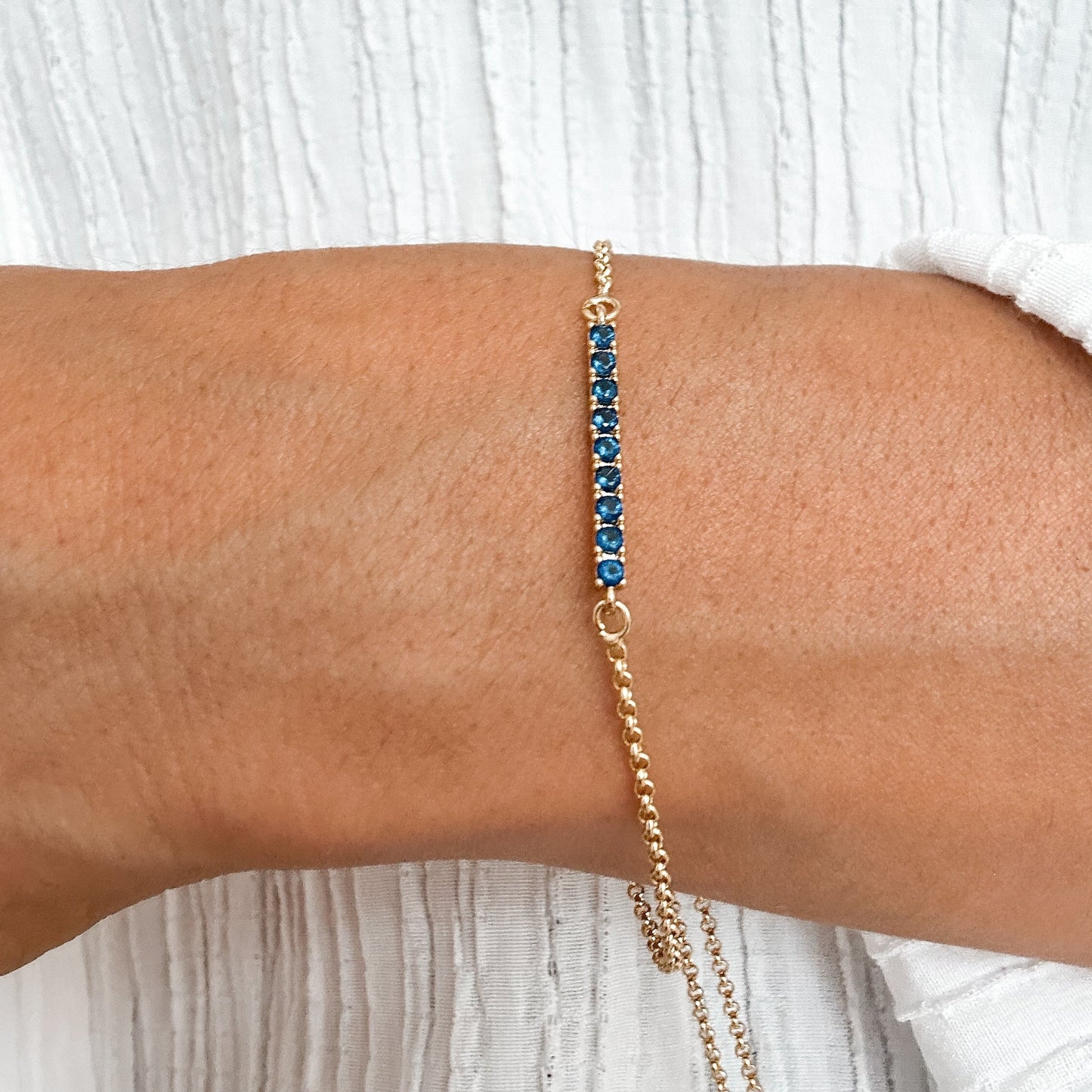 Blue CZ Bar Bracelet