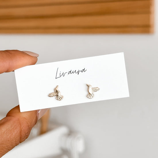 Hummingbird Stud Earrings 10K Gold