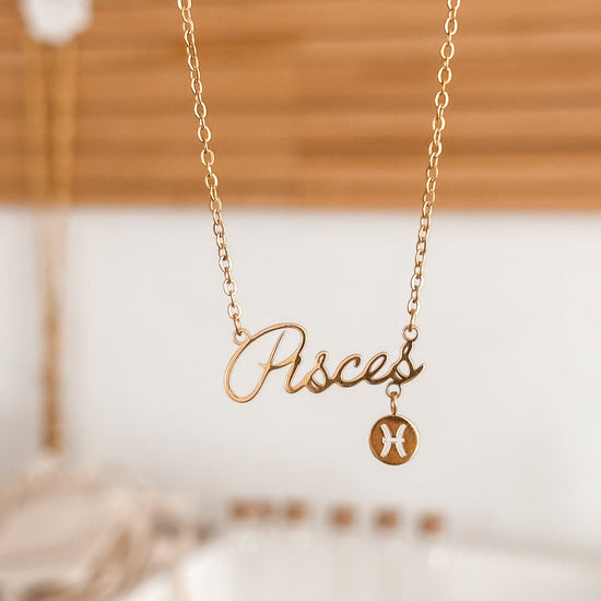 Pisces Zodiac Necklace | 18K Gold