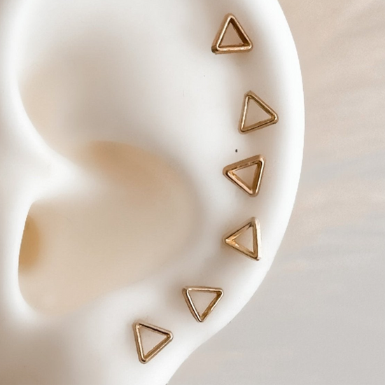 Open Triangle Stud Earrings 10K Gold