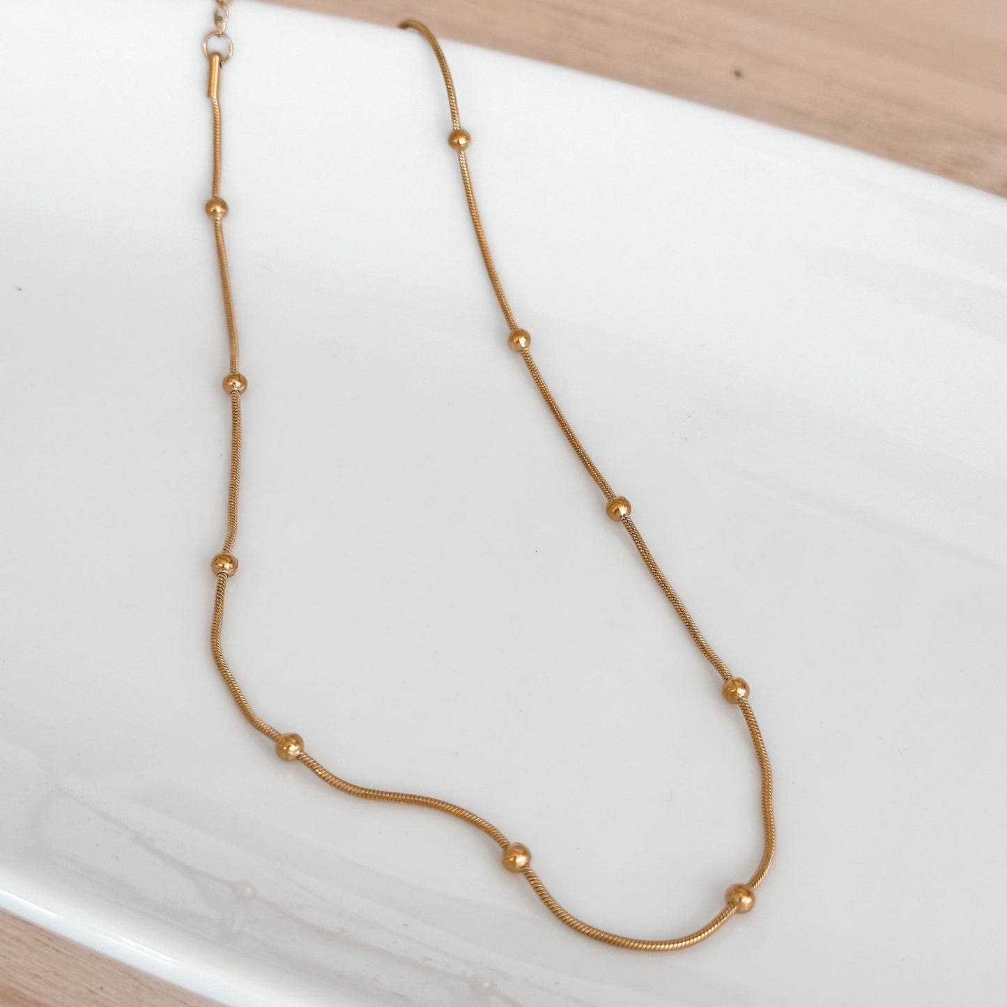 Snake Beaded Necklace 18K Gold Plated