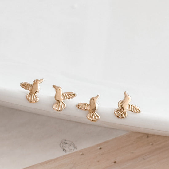 Hummingbird Stud Earrings 10K Gold