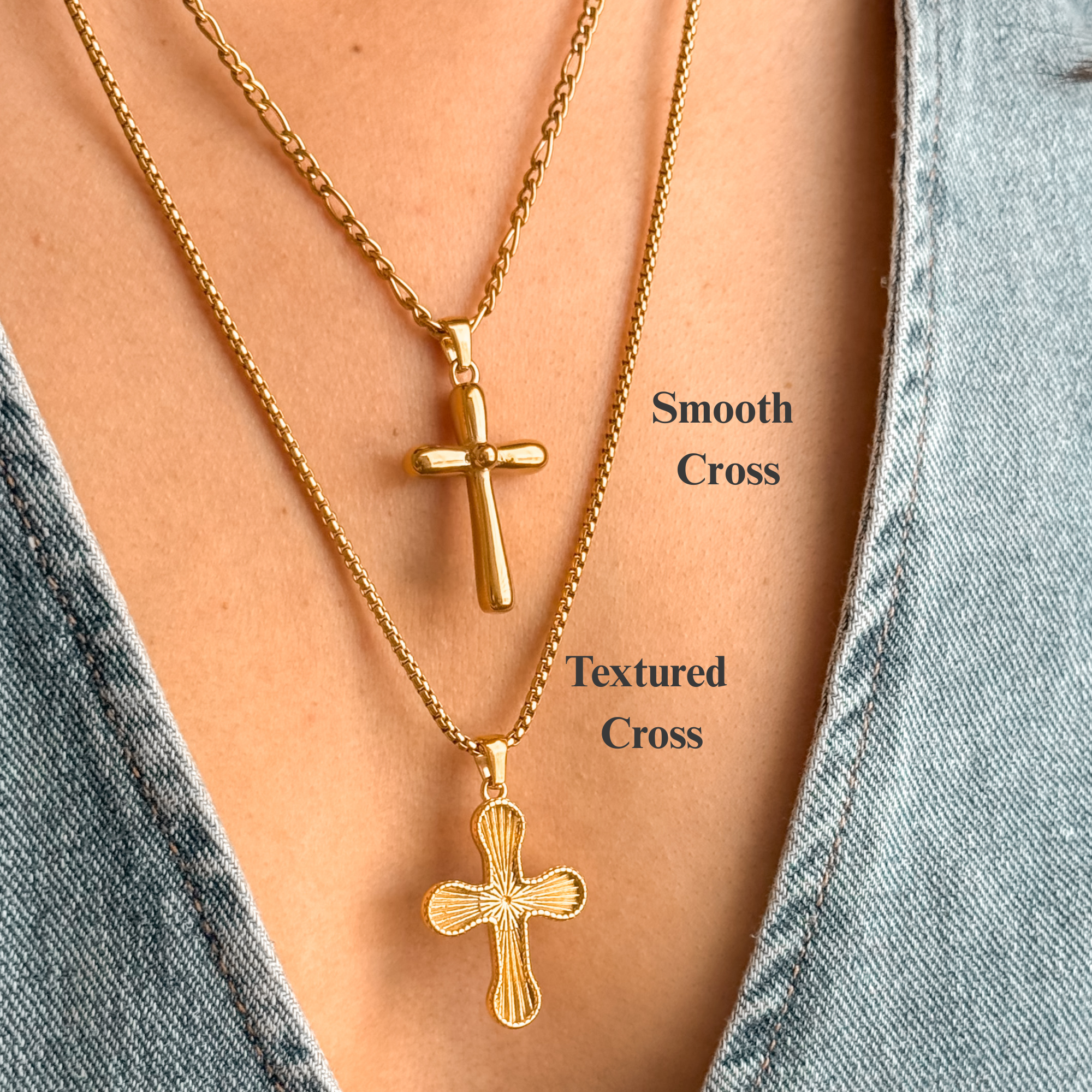 Gold Cross Necklace – Waterproof 18K Gold Plated Pendant
