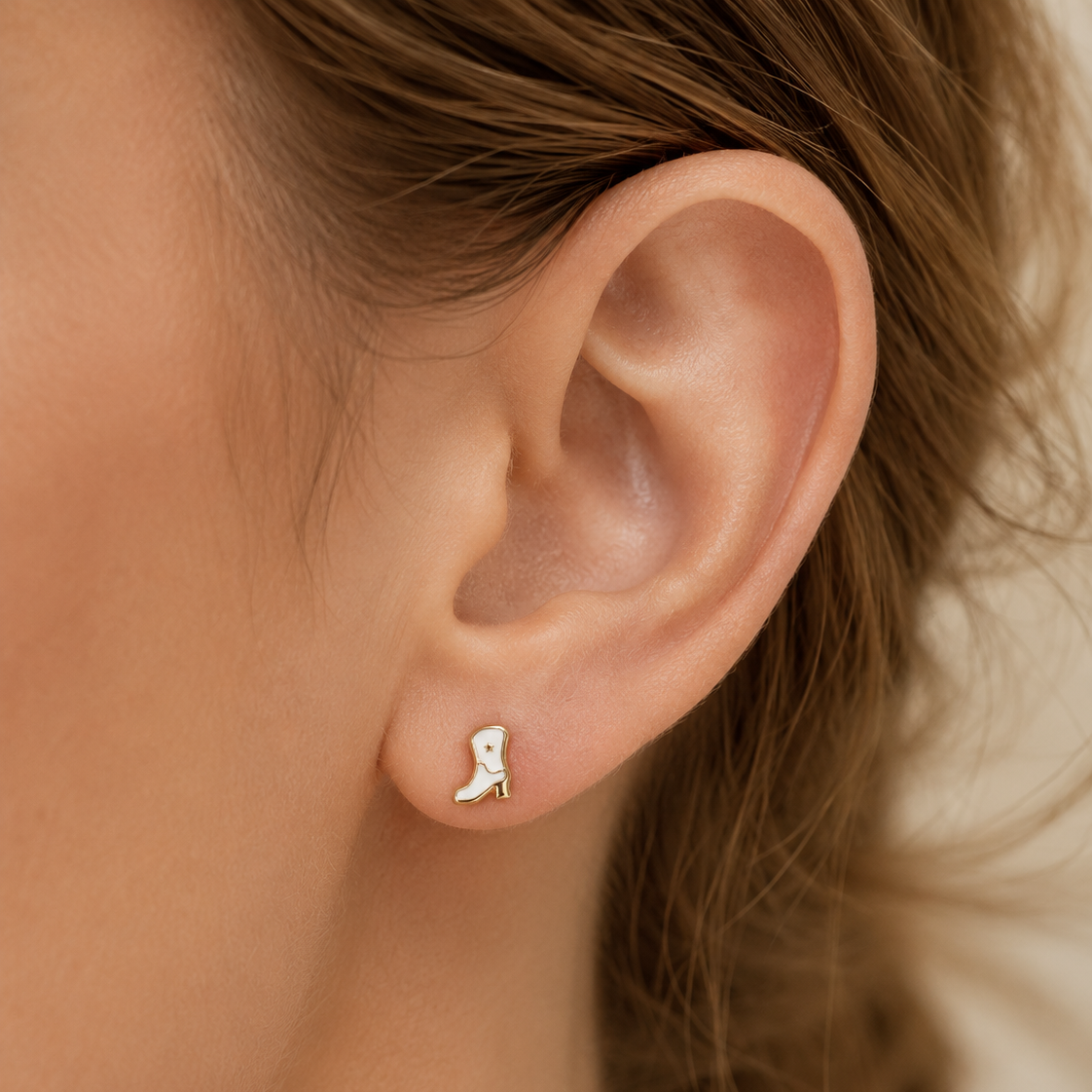 10k Gold Cowboy Boot Stud Earrings