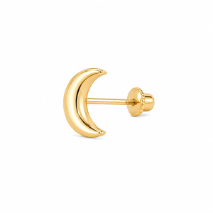 10K Solid Gold Moon Stud Earrings
