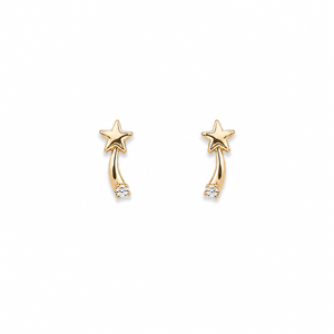 10K Solid Gold Comet Stud Earrings