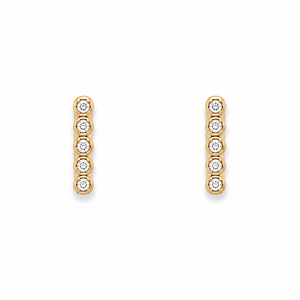10K Solid Gold Slim CZ Bar Stud Earrings