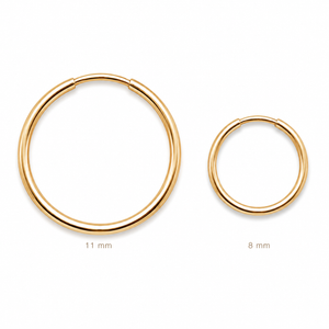 10K & 14K Solid Gold Endless Hoop Earrings – 8mm & 11mm