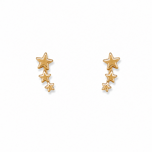 10k Gold Star Ear Climbers Stud Earrings