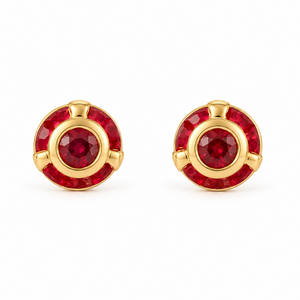 Round Red CZ Stud