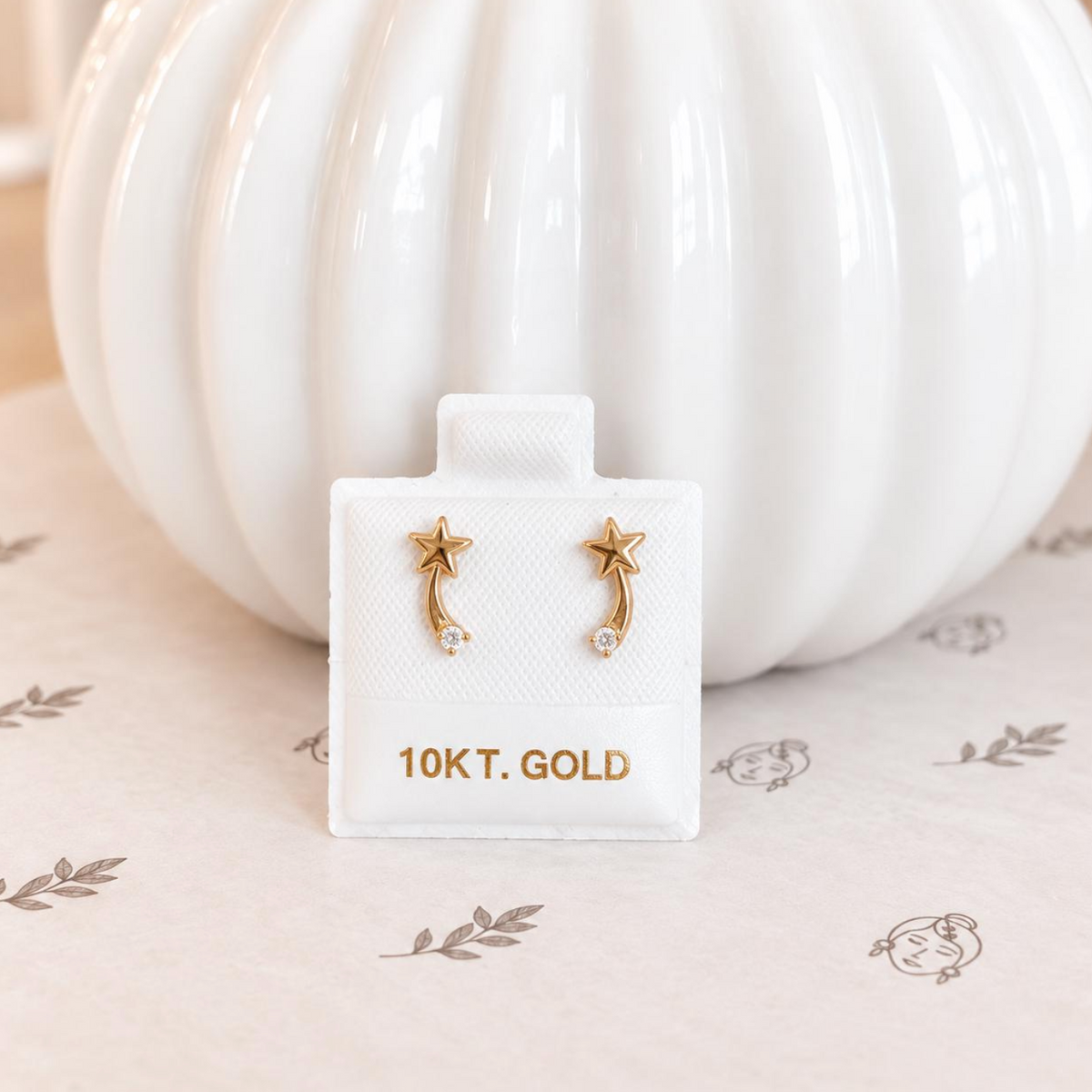 10K Solid Gold Comet Stud Earrings