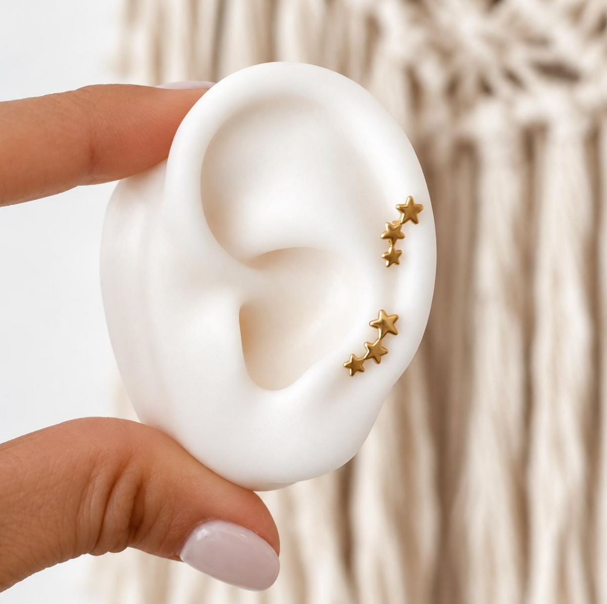 10k Gold Star Ear Climbers Stud Earrings