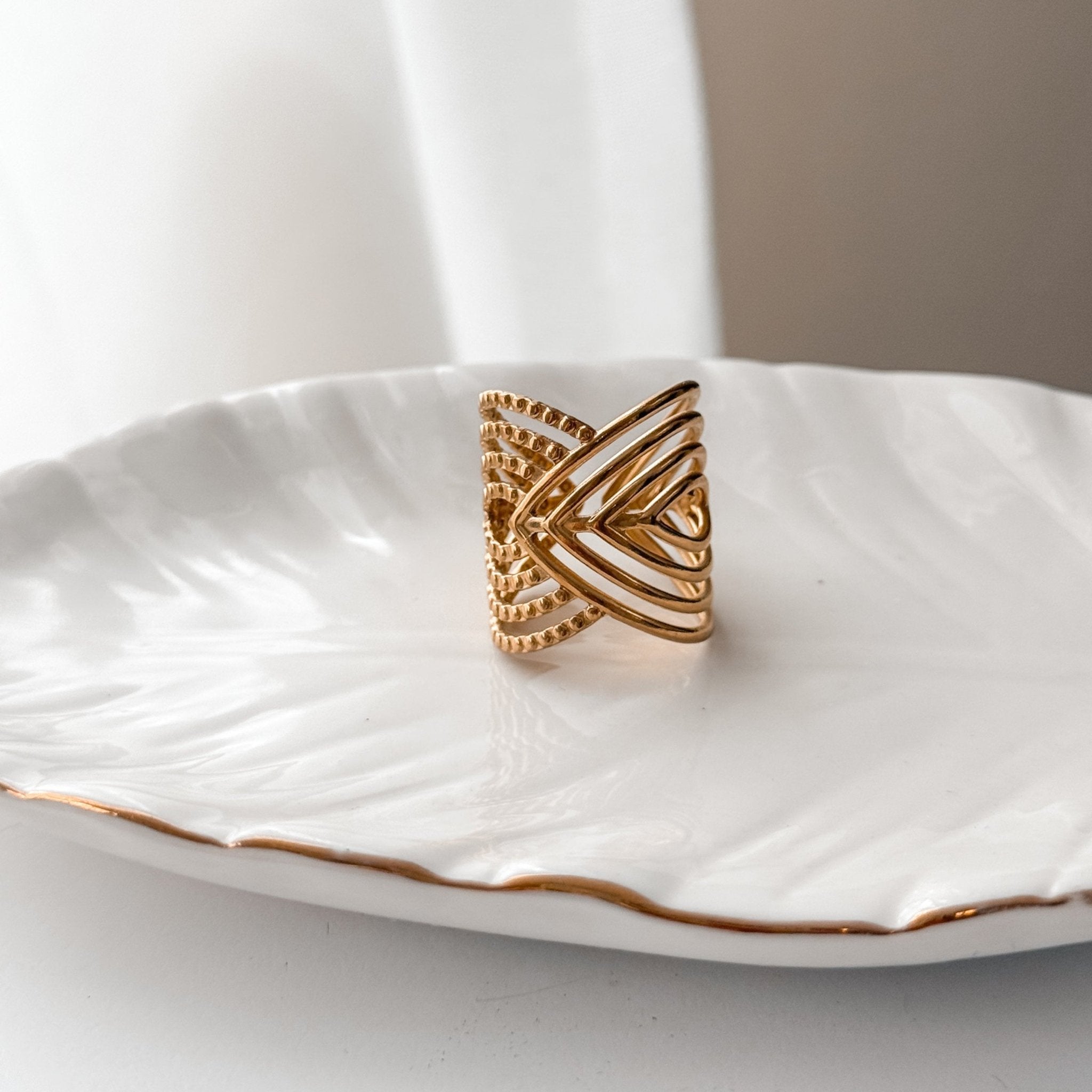 Arco Ring – Adjustable Gold or Silver Statement Ring - Liv.Aura Jewelry