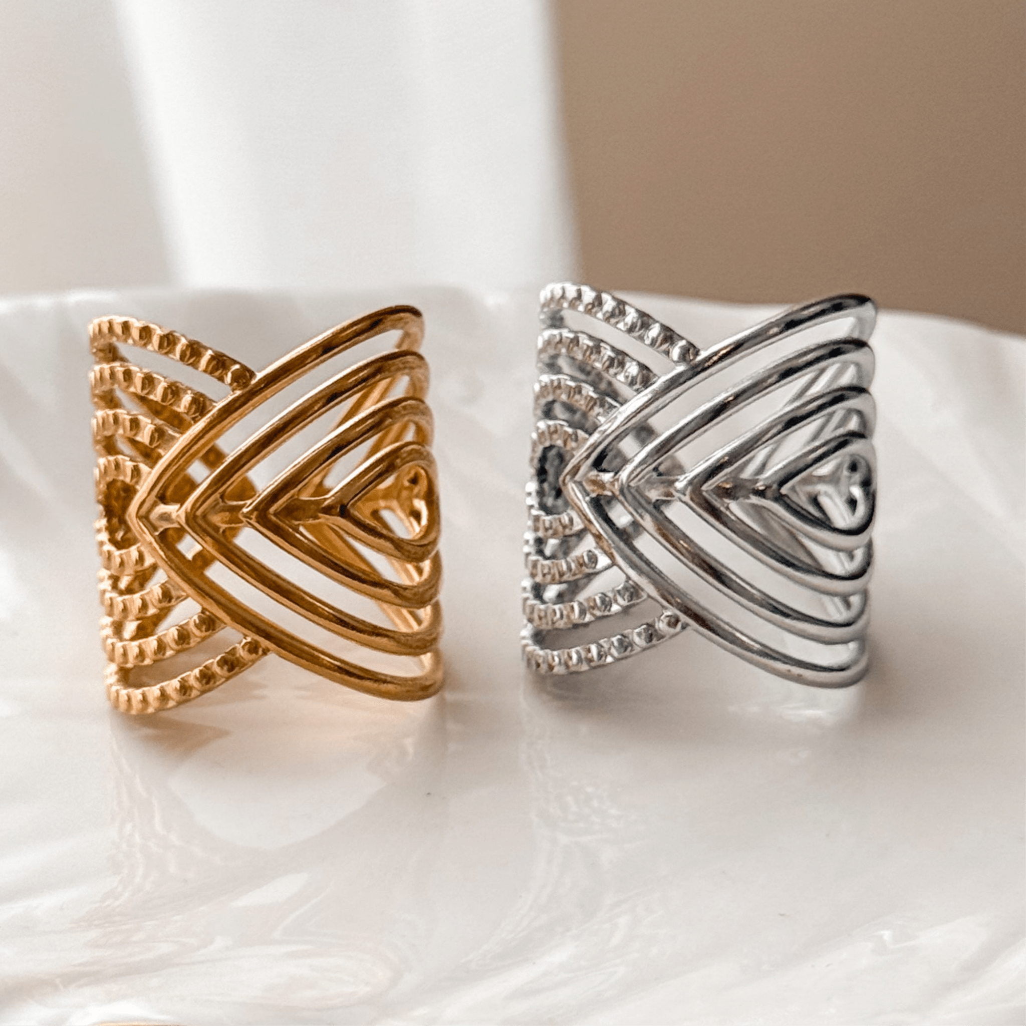 Arco Ring – Adjustable Gold or Silver Statement Ring - Liv.Aura Jewelry